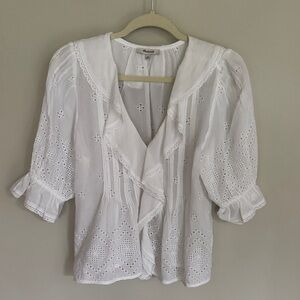 White Eyelet Ruffle Blouse